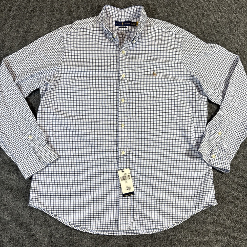 Ralph Lauren Button Down Shirt Mens XL Blue White GCheck Classic Fit NWT